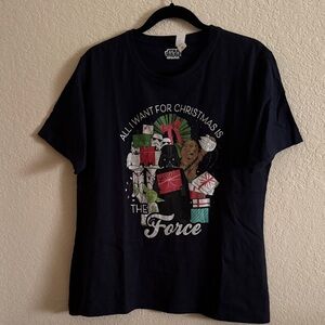 Star Wars Holiday All I Want for Christmas is The Force Tee Shirt Top Size XL